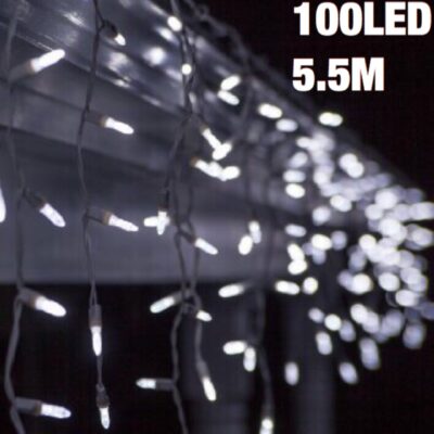 100LED šaltos baltos spalvos šviesos užuolaida 5.5M