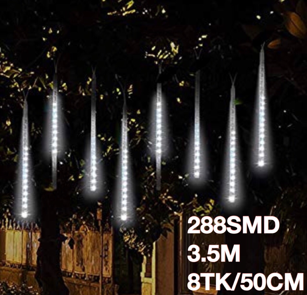 Kalėdinės lemputės „Lietaus lašeliai“ balta 3.5M