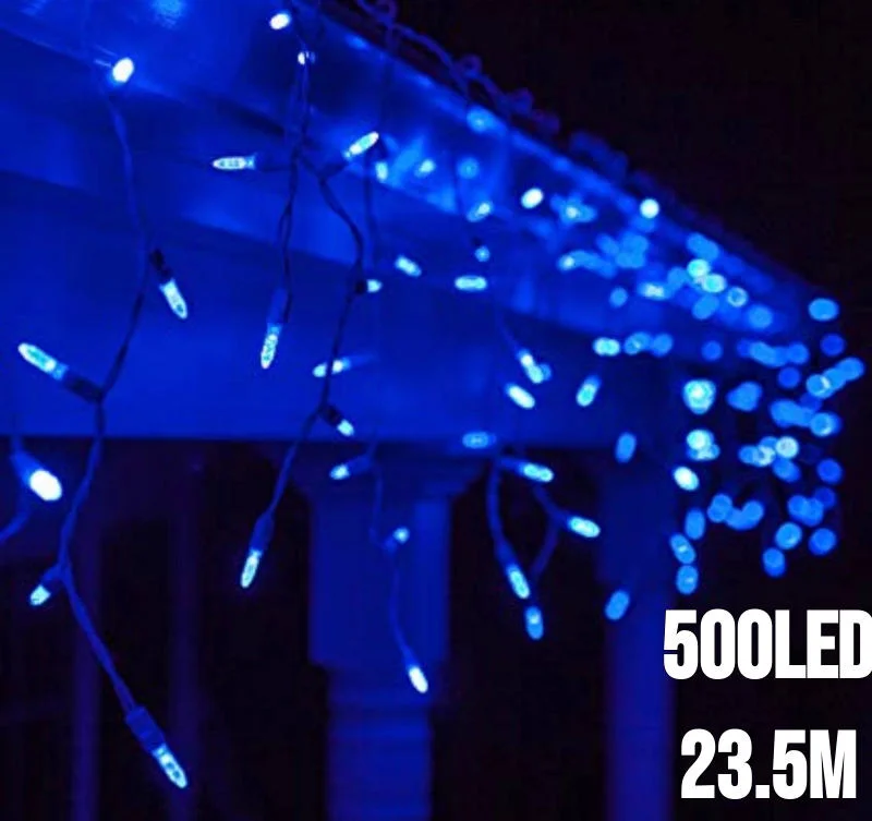 500LED šviesiai mėlyna užuolaida 23.5M