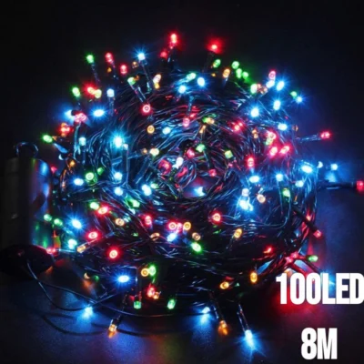 100LED kalėdinės lemputės spalvotos 8M