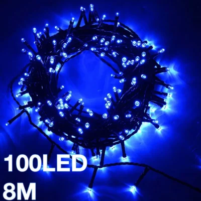100LED mėlynos kalėdinės lemputės 8M