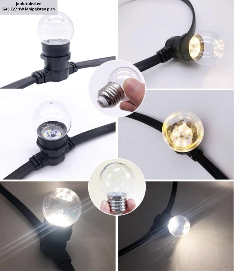 LED tipo lemputė 1W G45 E27 balta skaidri - Image 2