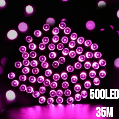 500LED rausvos kalėdinės lemputės rausva 35M