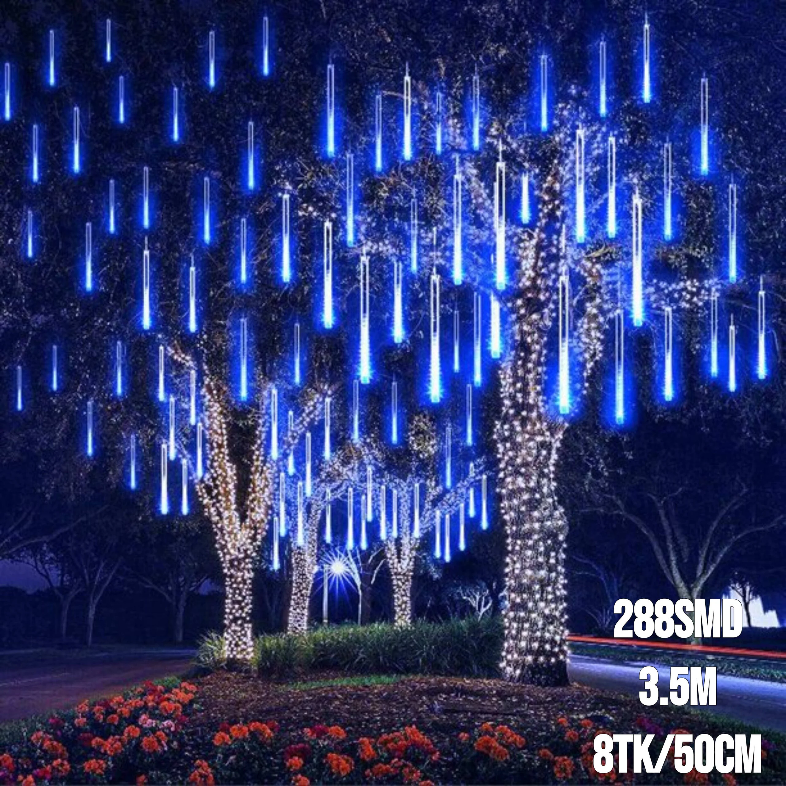 Kalėdinės lemputės „Lietaus lašeliai“ mėlyna 3,5M