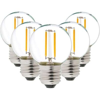 LED tipo lemputė 1W G45 E27 šaltai balta spalva