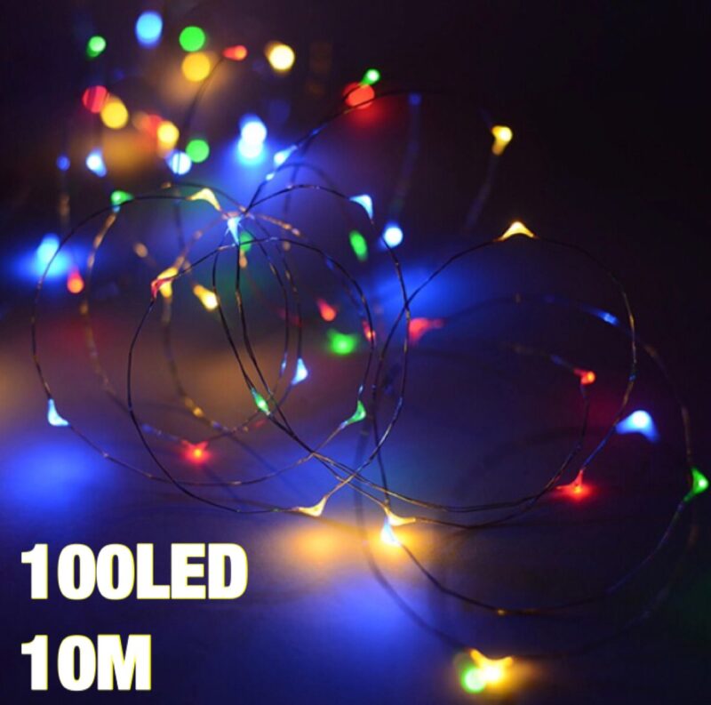 100LED įvairių spalvų dekoratyvinės Kalėdinės lemputės 10M