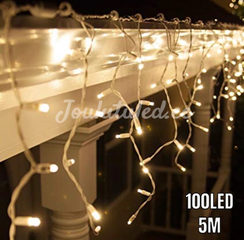 100LED šviesos užuolaida šilta balta 5M