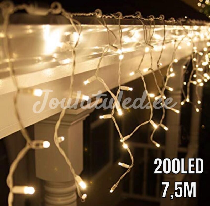 200LED šviesos užuolaida šilta balta 7,5M