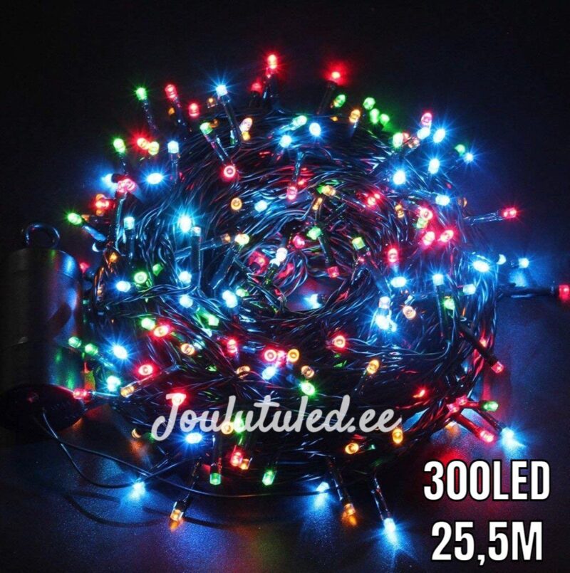 300LED įvairių spalvų kalėdinės lemputės 25.5M