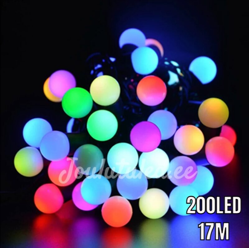 200LED apvalios lemputės įvairių spalvų 17M