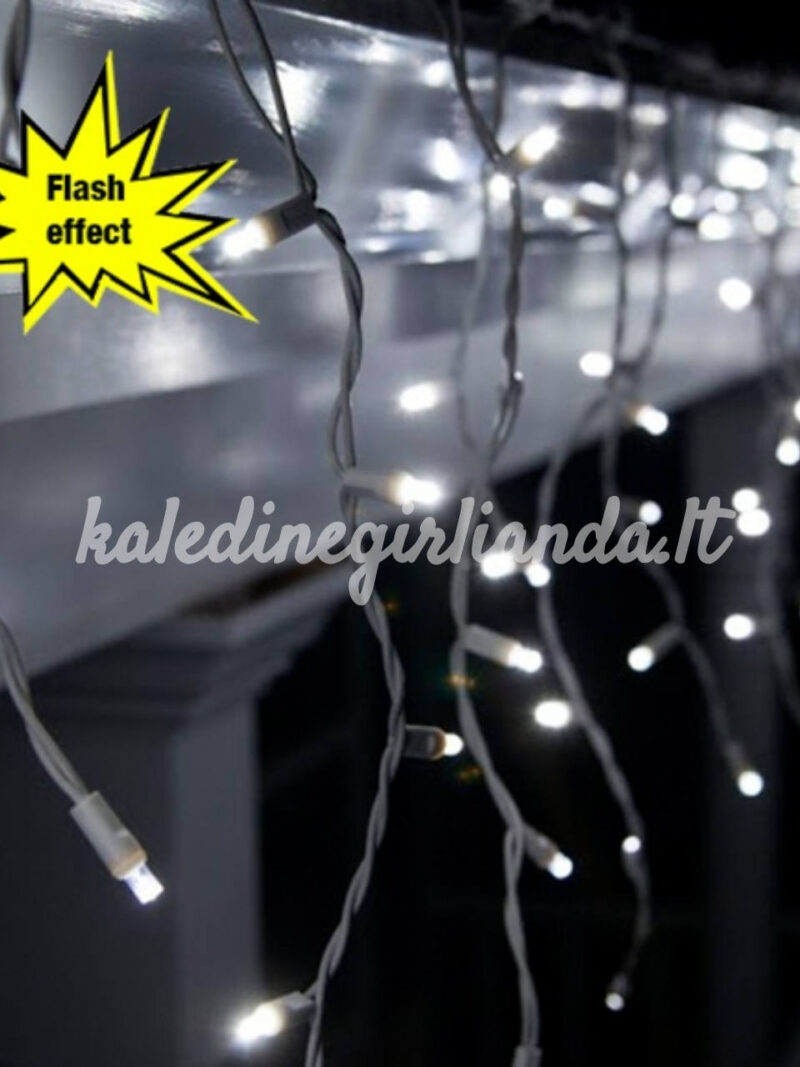 100LED šviesos užuolaida MIRKSINTI šalta balta + šalta balta 5.5M