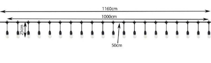 LED lempučių girlianda su pakabinamais lizdais 10 M +20 LEMPUČIŲ - Image 3