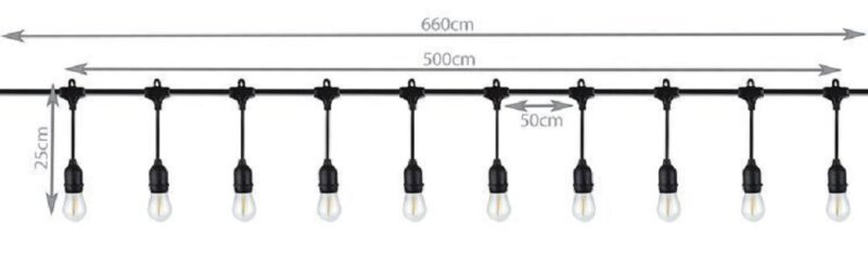 LED lempučių girlianda su pakabinamais lizdais 5 M + 10 LEMPUČIŲ - Image 3