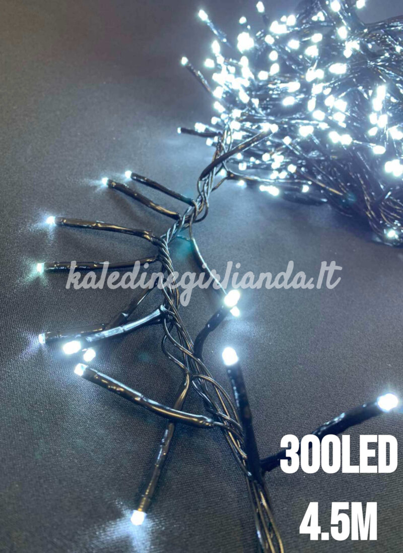 300LED mirksinčios kalėdinės lemputės „Cluster“ šalta balta 4,5M - Image 2