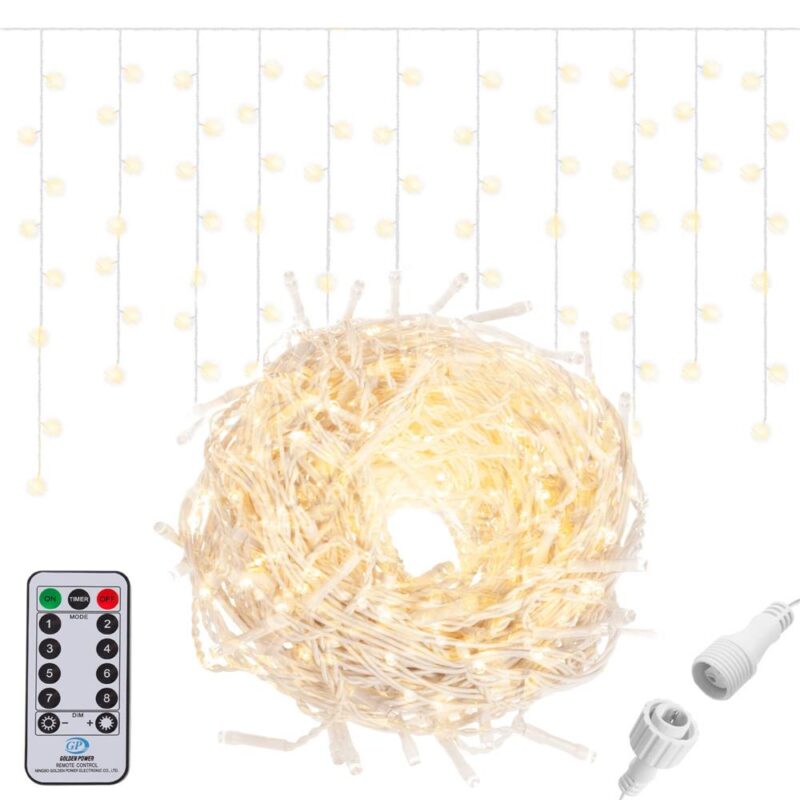 500LED šviesos užuolaida, šiltai balta 22.5M + valdymo pultas - Image 2