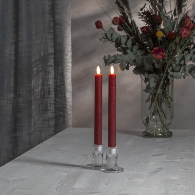 LED žvakių rinkinys "Flamme" 2 vnt 24,5cm raudona