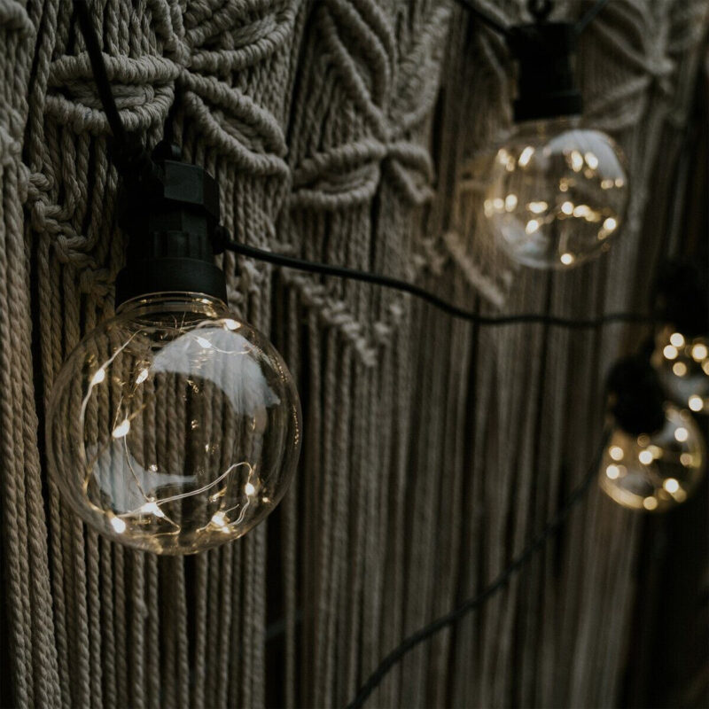 LED lempučių girliandos komplektas 9.5M 10 LEMPUČIŲ šiltai balta - Image 3