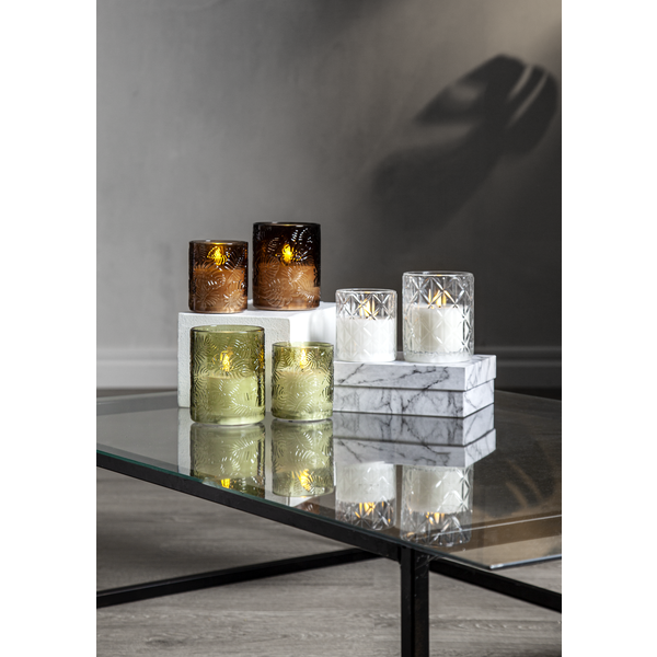 Vaškinė žvakė LED Flamme Leaf stiklinė, rudos spalvos 12,5cm aukščio - Image 3