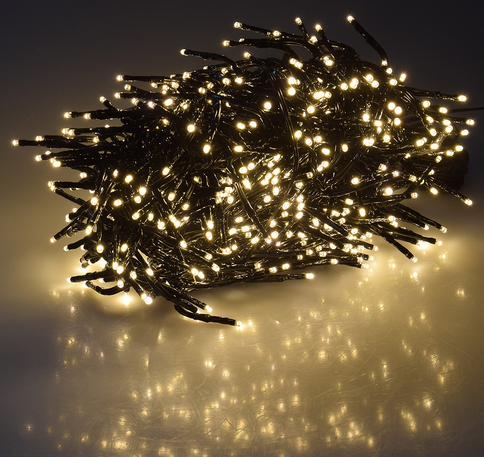 600LED Kalėdų žibintai Cluster šiltai baltos spalvos 16m