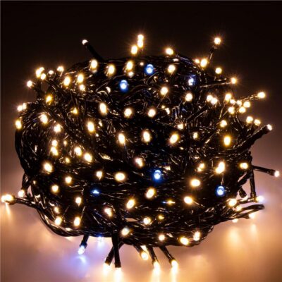 1000LED kalėdinės lemputės, šiltai baltos + mirksinčios šaltai baltos 81,5M