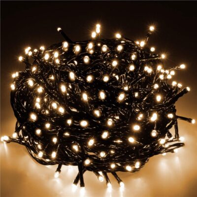 1500LED kalėdinės lemputės šiltai baltos spalvos 91,5m