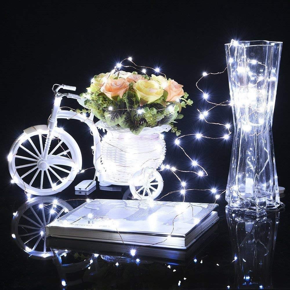 480LED dekoratyvinės mikro LED kalėdinės lemputės šaltai baltos spalvos 51m + valdymo pultelis