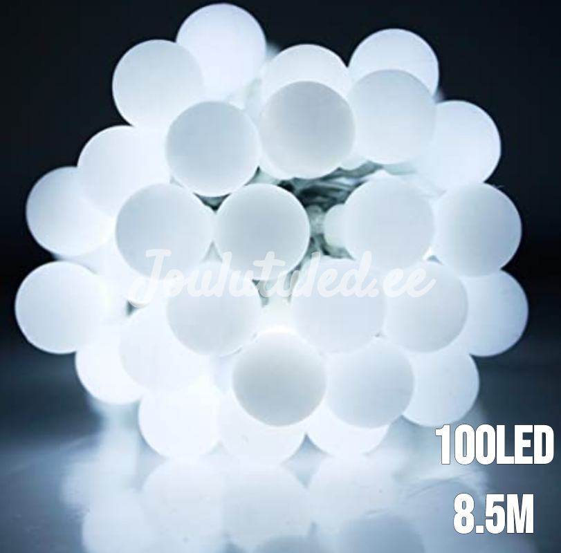 100LED apvalios lemputės šalta balta 8.5M