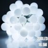 200LED apvalios lemputės šalta balta 16.5M