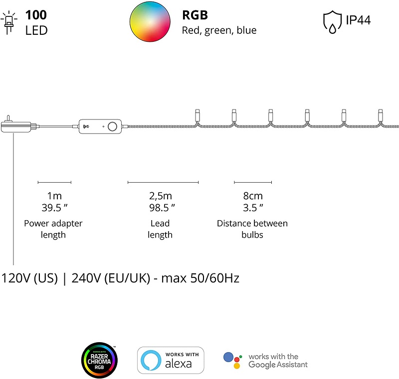 Išmaniosios kalėdinės lemputės Twinkly Strings 100 RGB LED (Gen II)