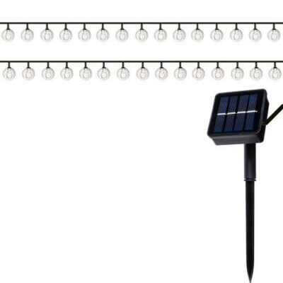 LED dekoratyvinė girlianda „Kamuoliukai“ 6,25 m, 30 lempučių, su saulės baterija, spalvota