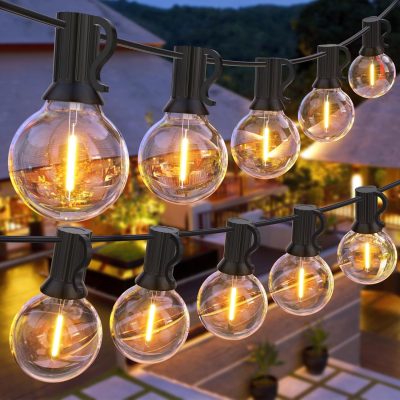 LED lempučių girlianda 20M 20 LEMPUČIŲ šilta balta 2700K juoda (lemputės komplekte)