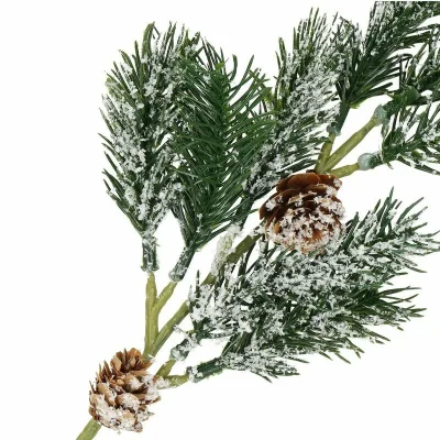 Dekoratyvinė pušies šakelė su kankorėžiais ir sniegu 34 cm