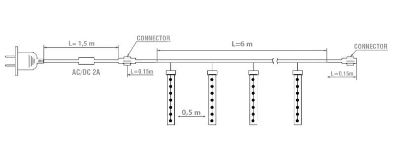LED Lietaus lašai PRO 6M šaltai balta - Image 3