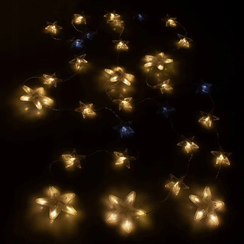 180LED šviesos užuolaida „Žvaigždutės“ šiltai balta + šaltai balta mirksinti 2M - Image 2