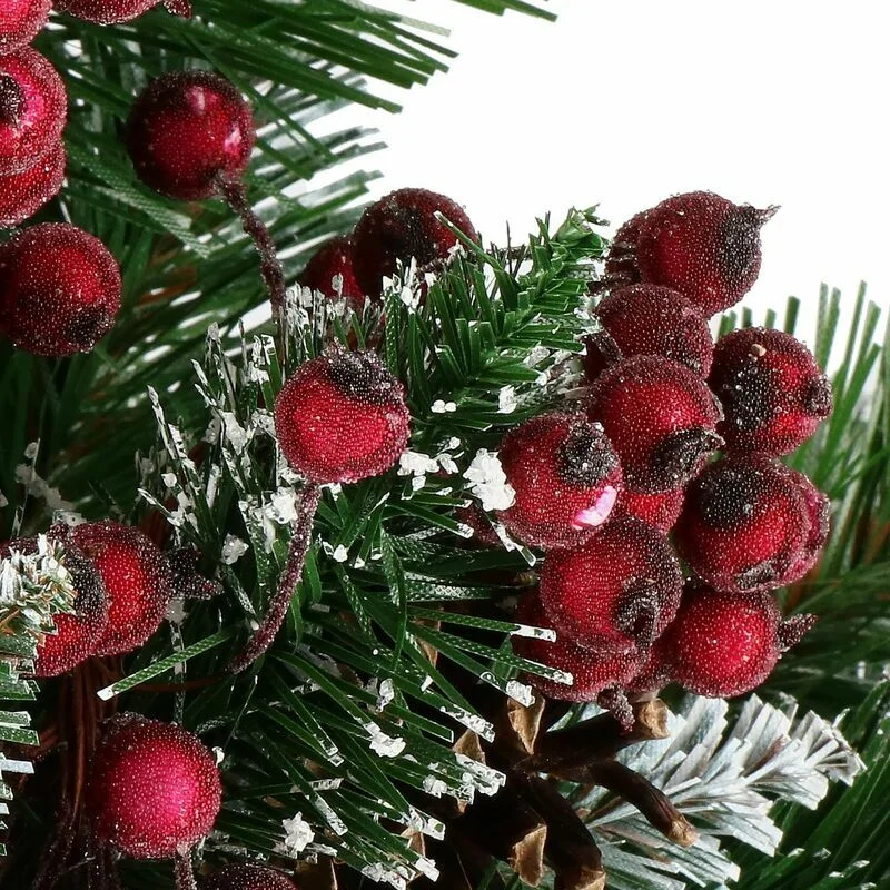 Šerkšnu padengtos šermukšnio uogos ant vielos, 100 vnt., tamsiai raudonos