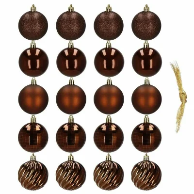 Eglutės žaisliukų rinkinys 20 vnt., rudi rutuliai Ø 6 cm