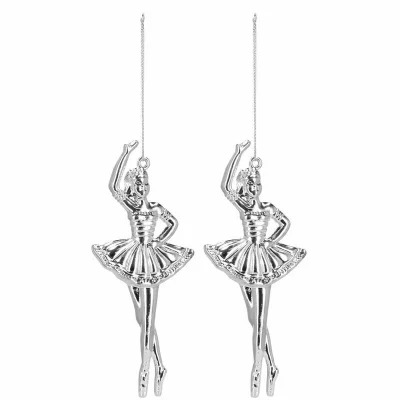 Eglutės žaisliukai „Balerina“ 2 vnt., sidabrinės, 14 cm