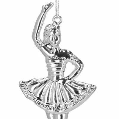 Eglutės žaisliukai „Balerina“ 2 vnt., sidabrinės, 14 cm