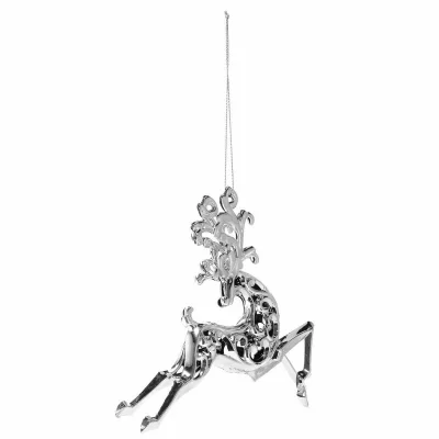 Eglutės žaisliukai „Šiaurės elnias“ 2 vnt., sidabriniai, 13 cm