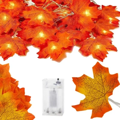 LED valguskett vahtralehtedega 20 LED, soe valge, patareidega