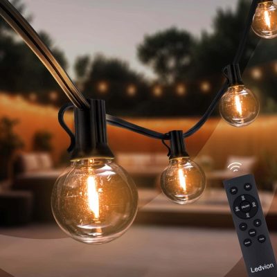 LED lempučių girlianda su saulės baterija 10M 10 LEMPUČIŲ šilta balta 2700K su pulteliu (lemputės komplekte)