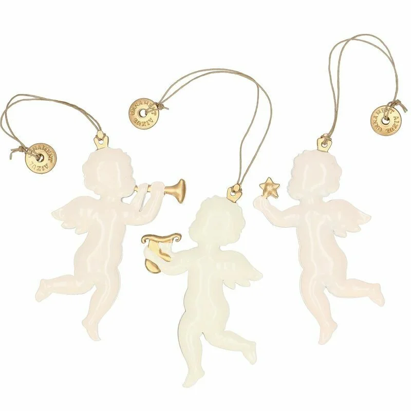 Metaliniai eglutės žaisliukai „Angelas“ 3 vnt., 7,5 cm