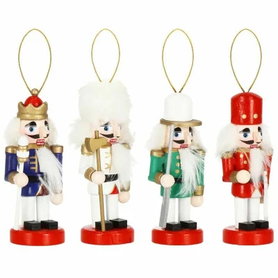 Mediniai eglutės žaisliukai „Spragtukas“ 4 vnt., 10 cm
