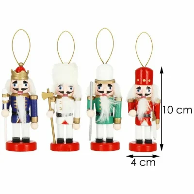 Mediniai eglutės žaisliukai „Spragtukas“ 4 vnt., 10 cm