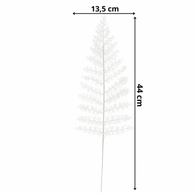 Baltos dekoratyvinės šakelės „Papartis“ 44 cm, 3 vnt.